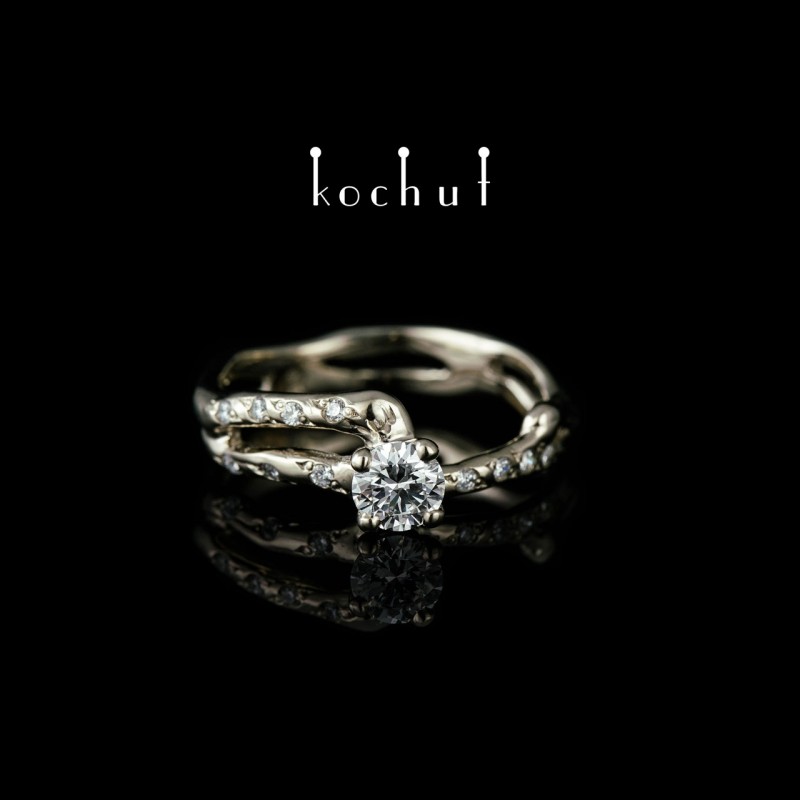 Engagement ring "Mermaid". White gold, diamonds