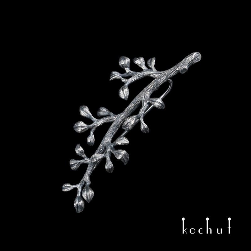 Brooch «Twig.» Silver, oxidized