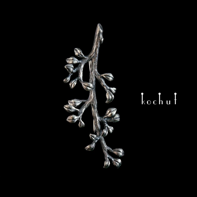 Brooch «Twig.» Silver, oxidized