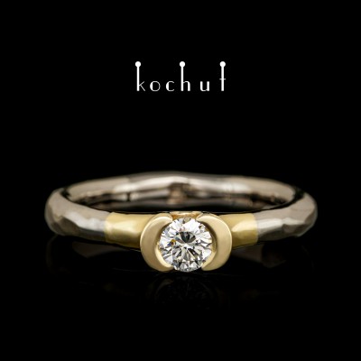Engagement ring «Absolute». Palladium and yellow 18K gold, diamond