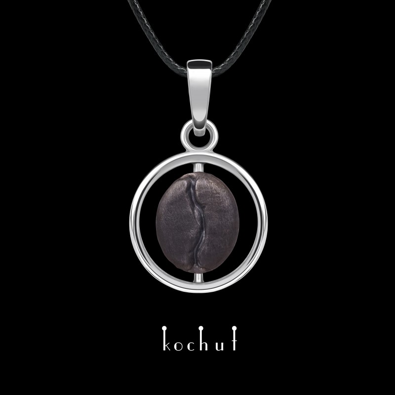 Pendant «Coffee grain». Silver, oxidized