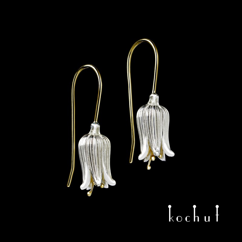 Bells — earrings made of silver and yellow gold