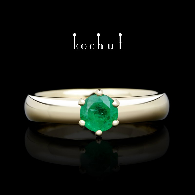 Engagement ring «Persephone». Yellow gold emerald