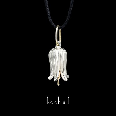 Pendant «Bellflower». Silver, yellow gold