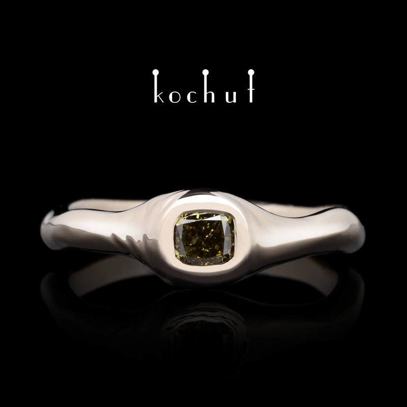 Engagement ring «Mantra of the soul.» Palladium gold, diamond