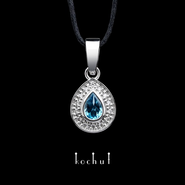 Coulomb «Heaven». Pendant made of white gold plated with white rhodium with topaz and diamonds