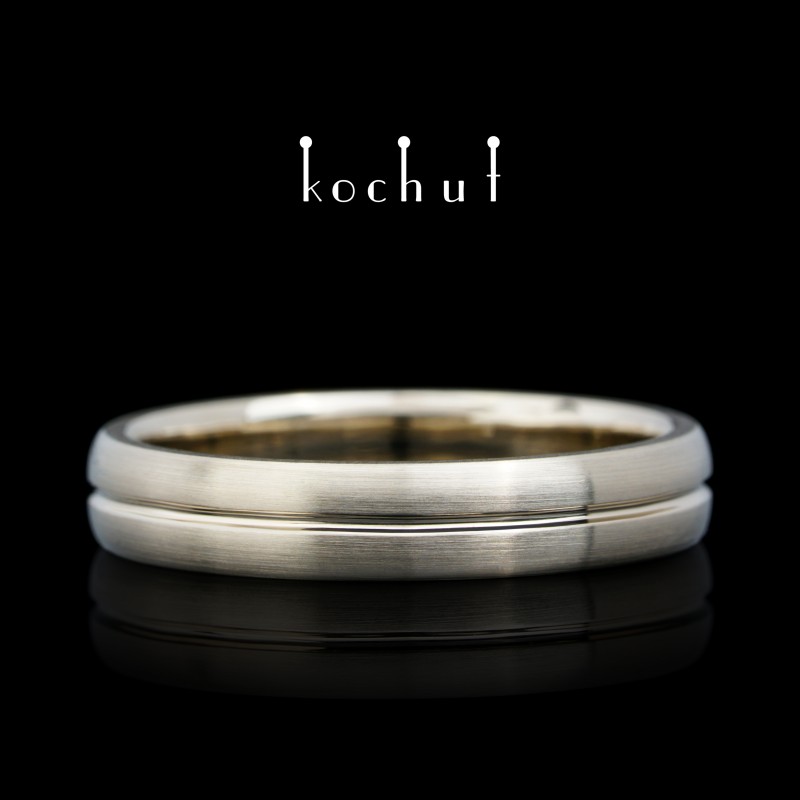Wedding ring «Axis of Love». White 14K gold