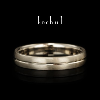 Wedding ring «Axis of Love». White 14K gold