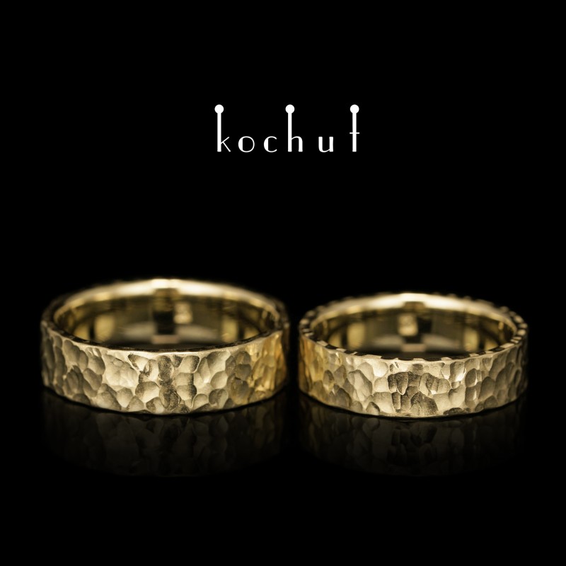 Extra — forged yellow gold wedding rings