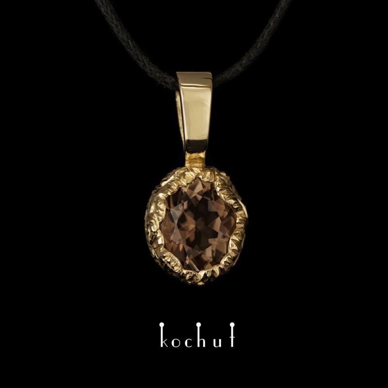 Pendant «The Source of Life». Yellow gold, rauchtopaz