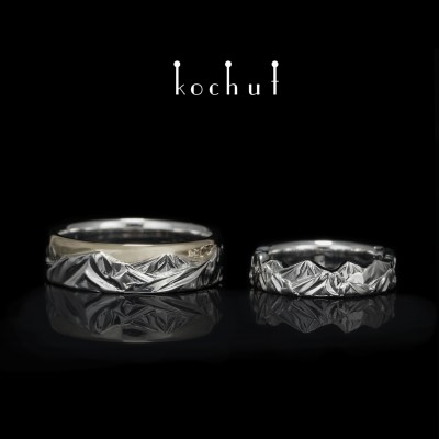 Peaks Of Love — wedding rings made of white gold and silver