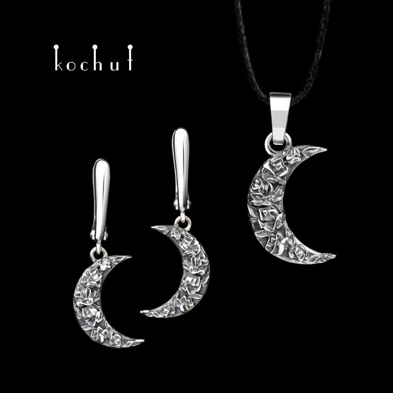Jewelry Set "Rose Night". Silver with oxidation