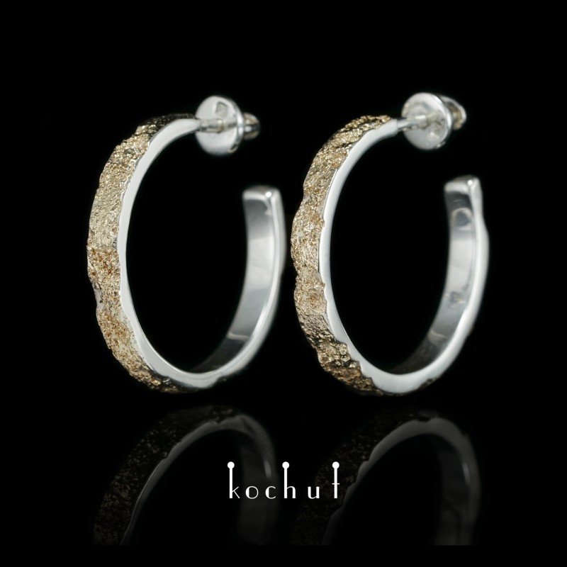 Earrings «Soul and body». Silver, fusing yellow gold
