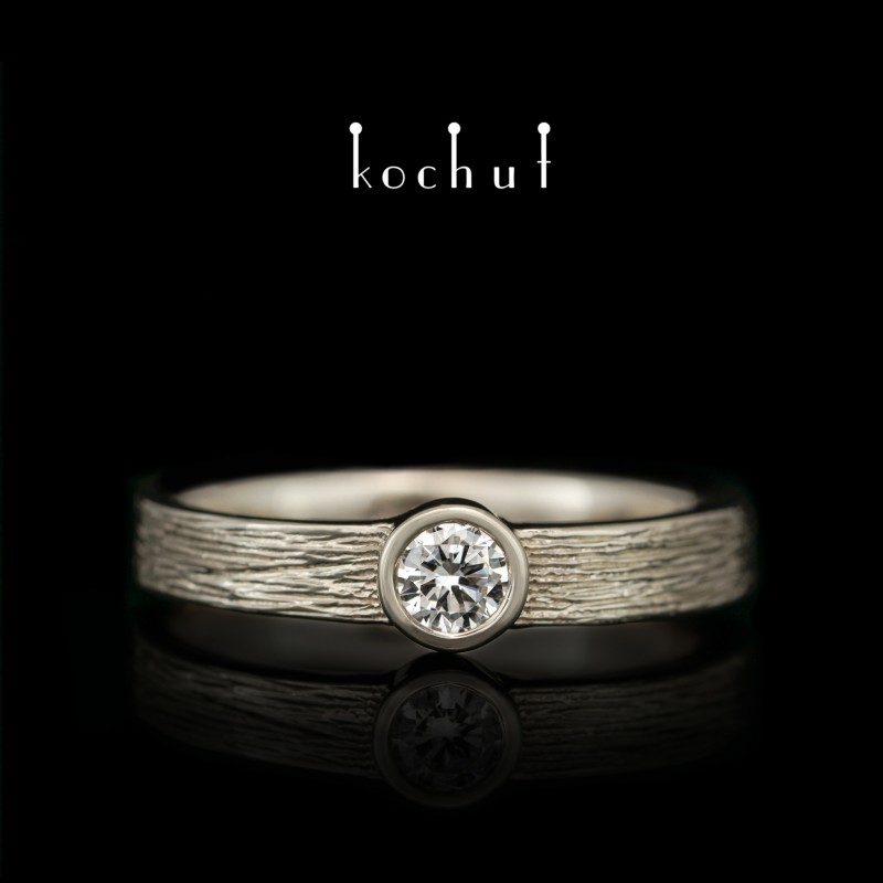 Помолвочное кольцо «Титаны». Белое золото, бриллиант