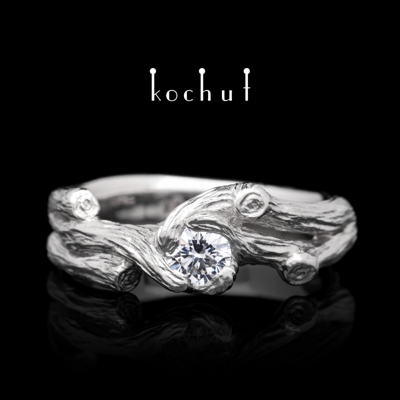 Engagement ring "Twig". Platinum, diamond