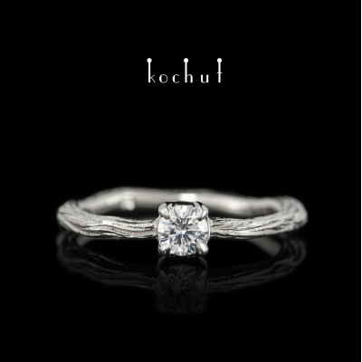 Engagement ring «Winter twig». Palladium gold, diamond