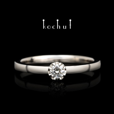 Engagement ring «Tops of love». Palladium gold, diamond