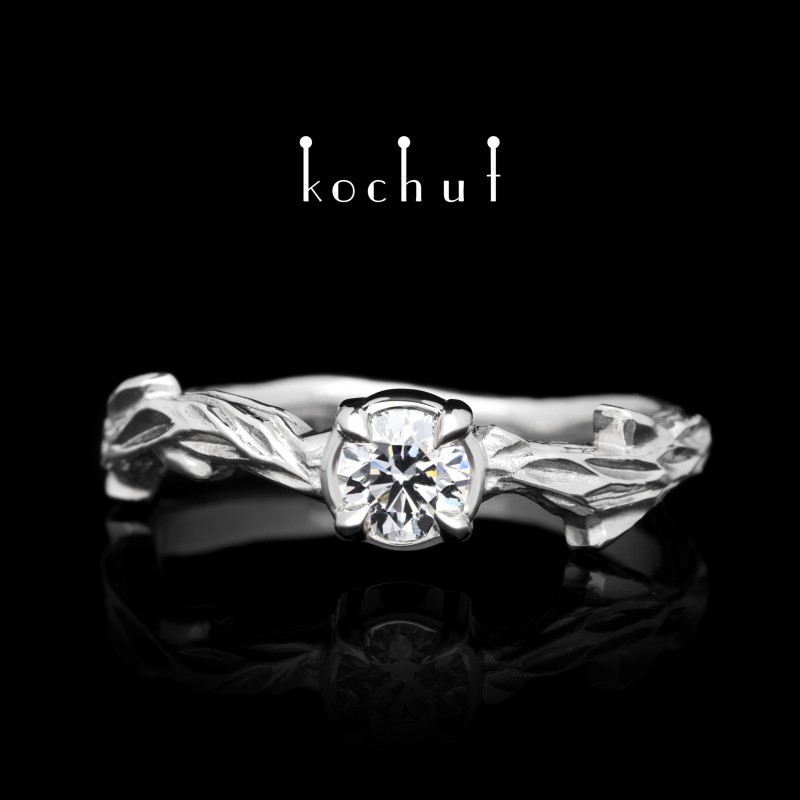 Engagement ring "March Twig". Platinum, diamond