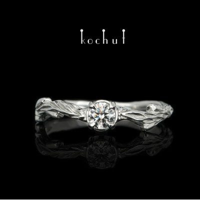 Engagement ring "March Twig". Platinum, diamond