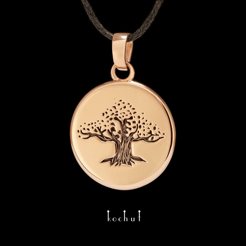 Pendant «Tree of knowledge». Red gold, black rhodium