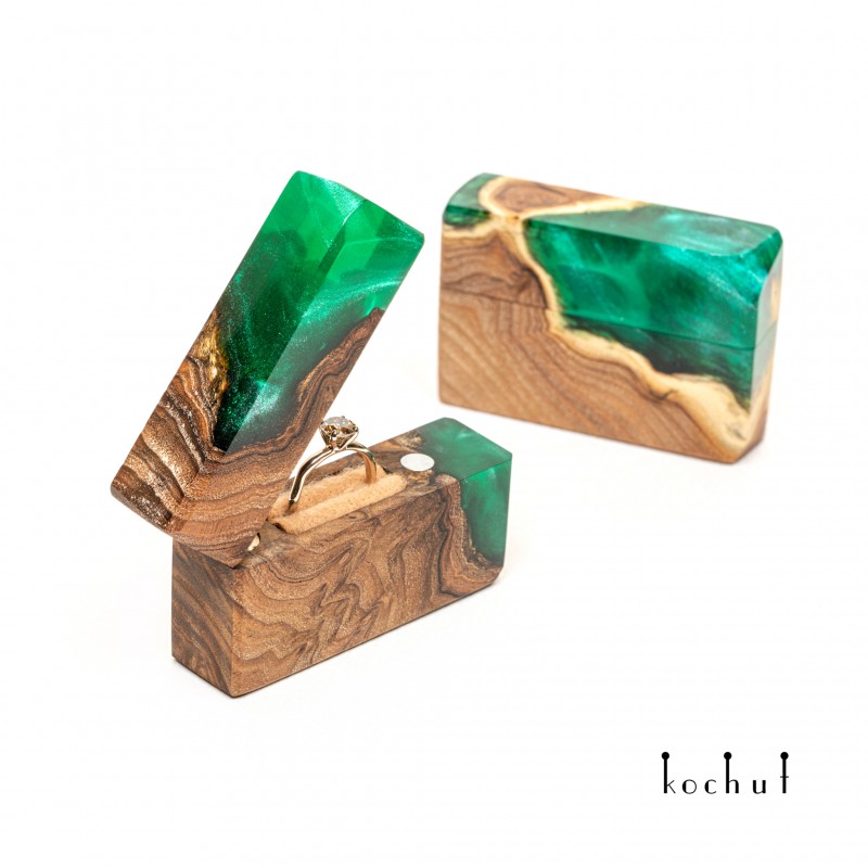 Spark — jewel-box made of wild olive and green epoxy resin