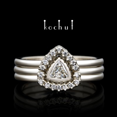 Engagement ring «Meridian». White gold, diamonds