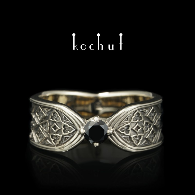 Ring «Gothic». White gold, black diamond, black rhodium 