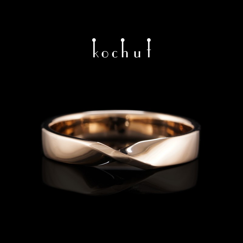 Wedding ring «The Mobius ribbon: wide». Red gold