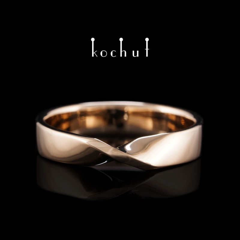Wedding ring «The Mobius ribbon: wide». Red gold