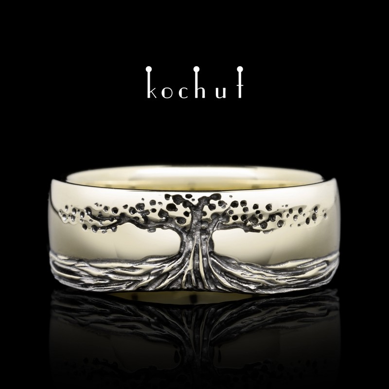 Ring «Tree of Life: roots». White gold, black rhodium