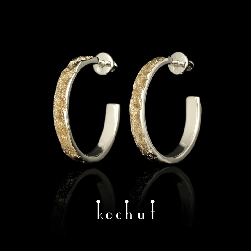 Soul And Body — white gold earrings with fusion of yellow gold