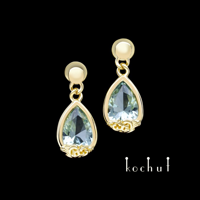 Earrings «Leticia». Yellow gold, amethysts