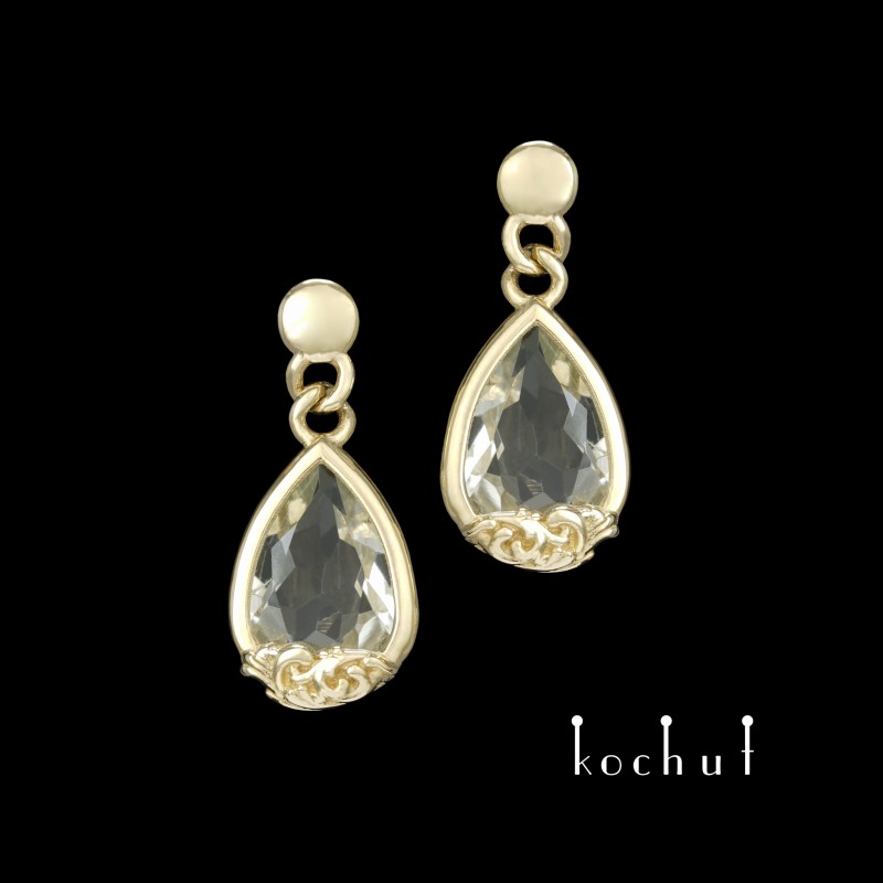 Earrings «Leticia». Yellow gold, amethysts