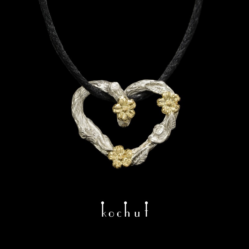 Pendant «My heart». Yellow gold, silver 