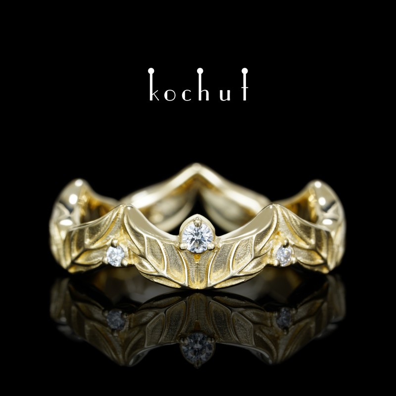  Ring «Forest song». Yellow gold, diamonds
