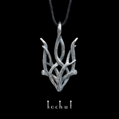 Pendant «Forest trident». Silver, oxidation