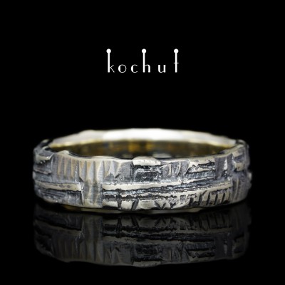 Wedding ring «Love code». White gold, black rhodium