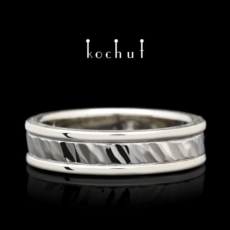 Wedding ring «Memoria». White gold, white rhodium