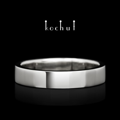 Minimalism — wedding ring made of white gold and covered with white rhodium