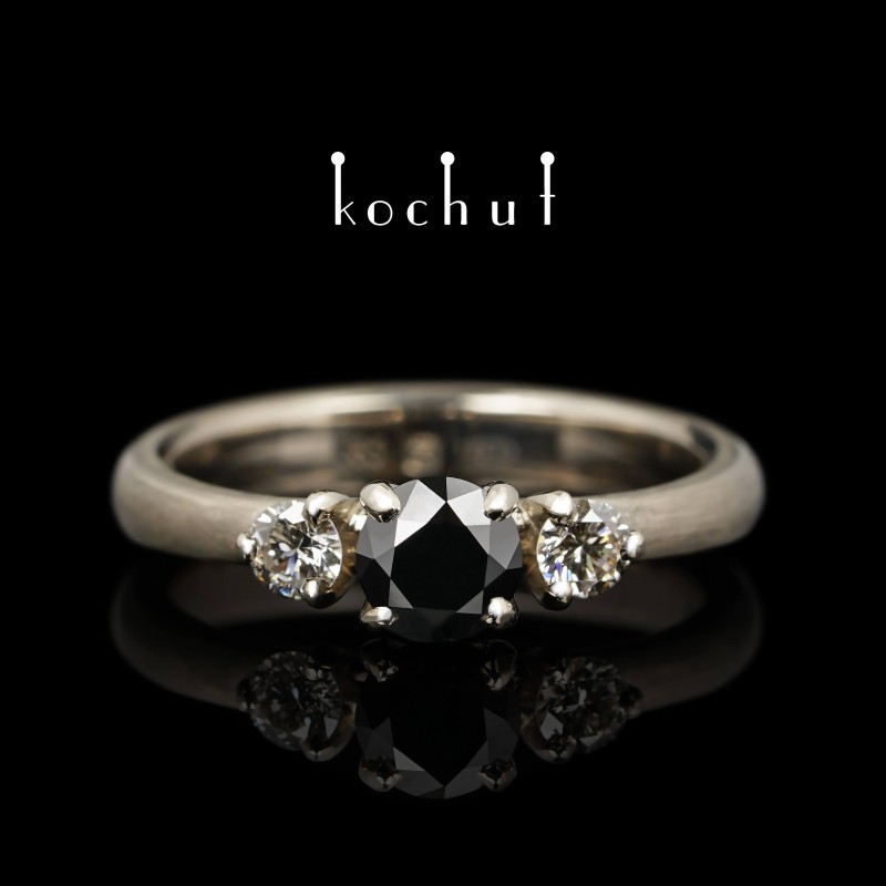 Engagement ring «Athena». Palladium gold, diamonds 