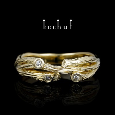 Ring «Twig: revival». Yellow gold, diamonds
