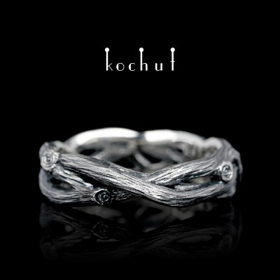 Wedding ring «Mobius Forest Ribbon». Silver, oxidized