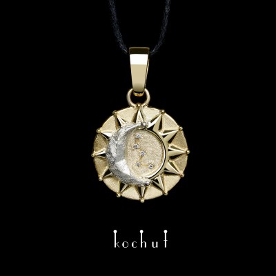 Pendant «Sun and Moon». Yellow gold, silver