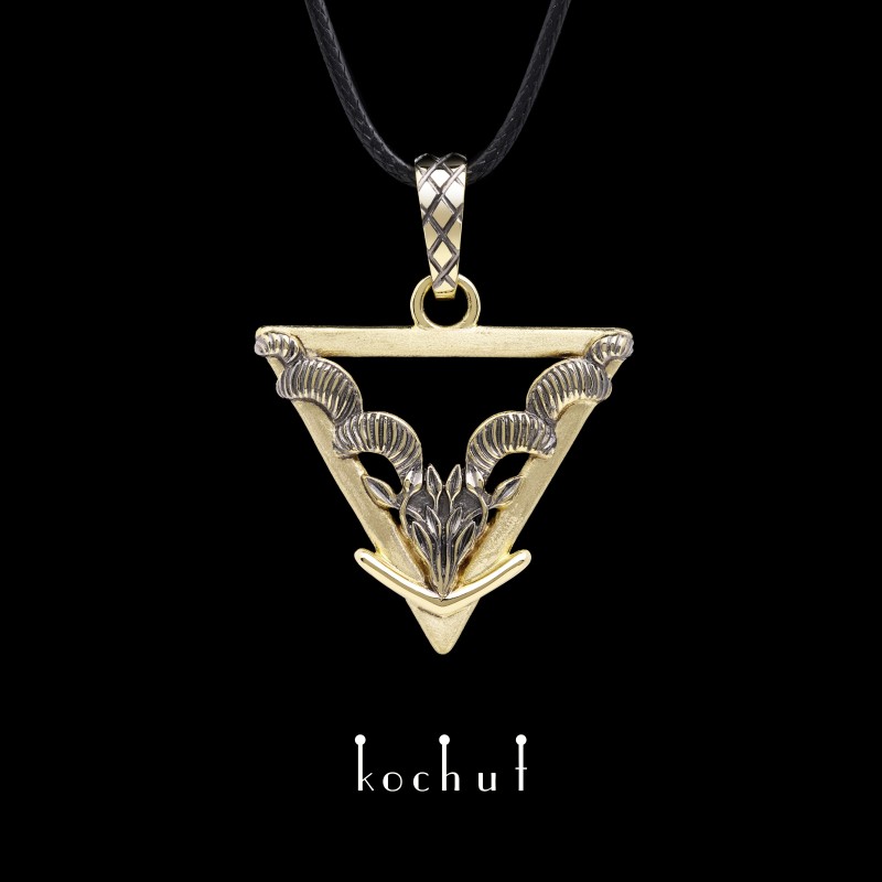 Capricorn — pendant made of yellow gold, covered with black rhodium
