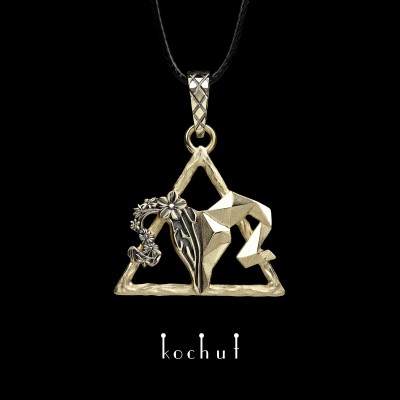 Pendant «Aries». Yellow gold, black rhodium