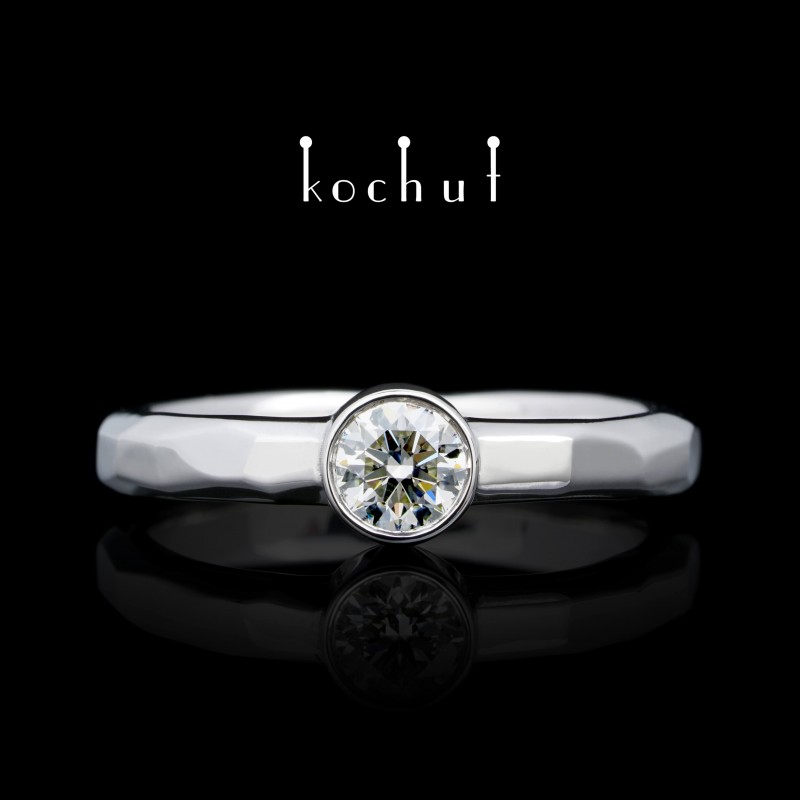 Engagement ring «Absolute». White gold, diamond, white rhodium
