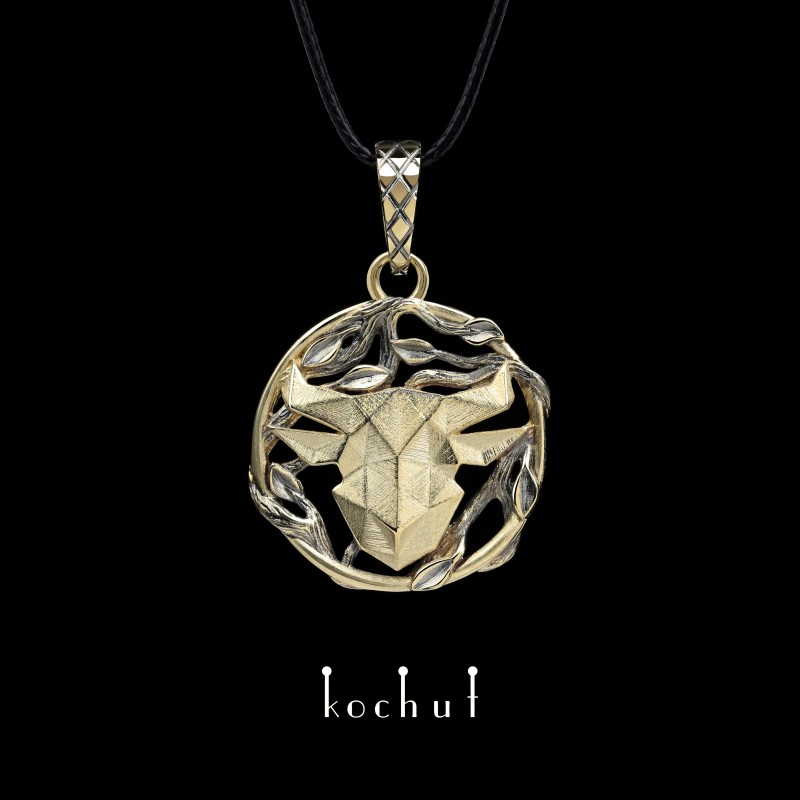 Taurus — pendant made of yellow gold covered with black rhodium