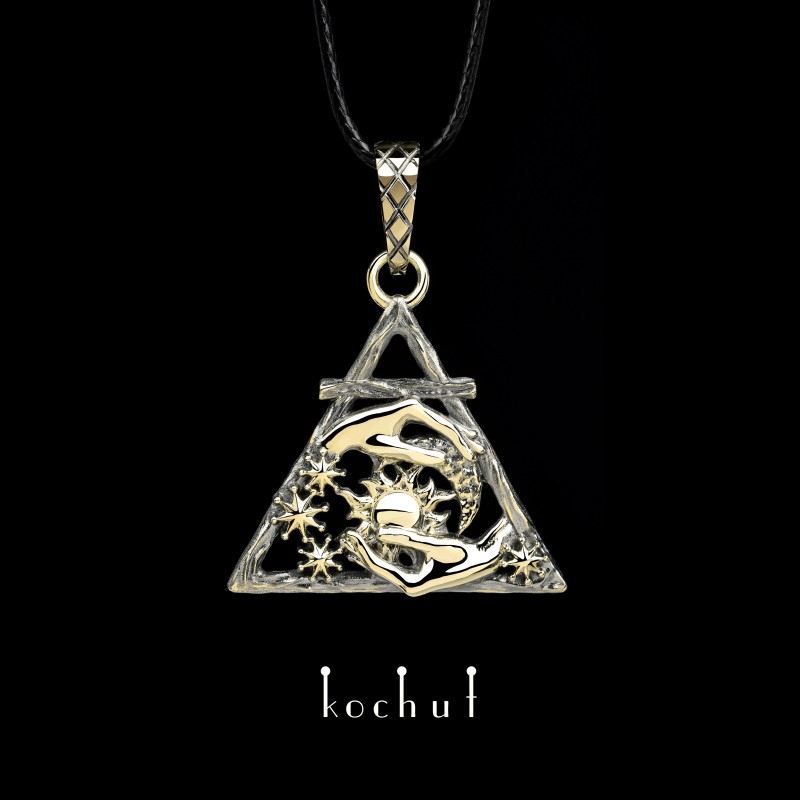 Gemini — pendant made of yellow gold plated with black rhodium