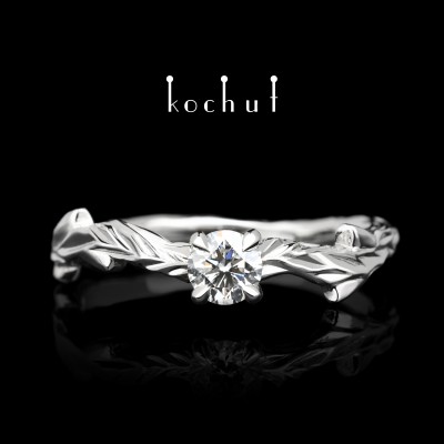 Engagement ring «March twig». Platinum, diamond
