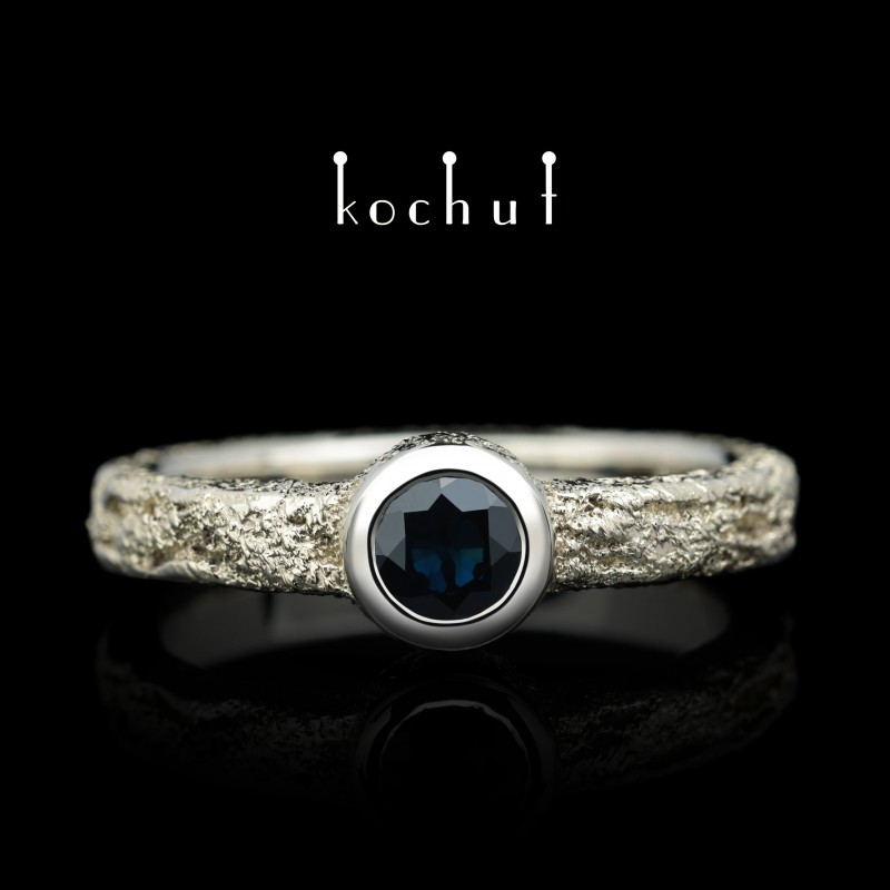 Ring «Soul and body». White gold, white gold overlay, sapphire